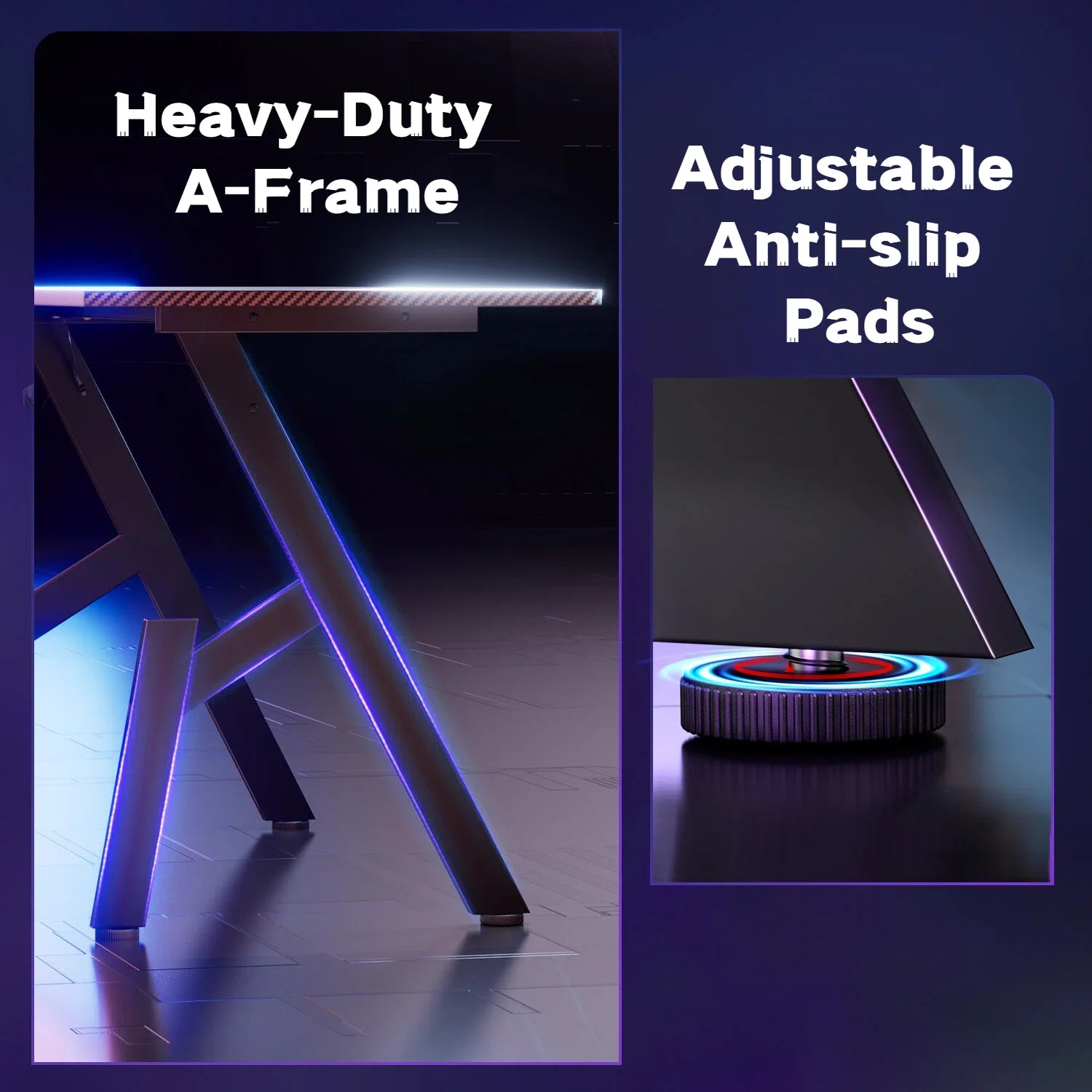 80/100/120/140Cm A-Shaped Carbon Fiber Gaming Desk Ergonomic Computer Workstation Home Office Table With Cup Holder Headphone Hook Stable Steel Frame Easy to Assemble Space Saving Desk